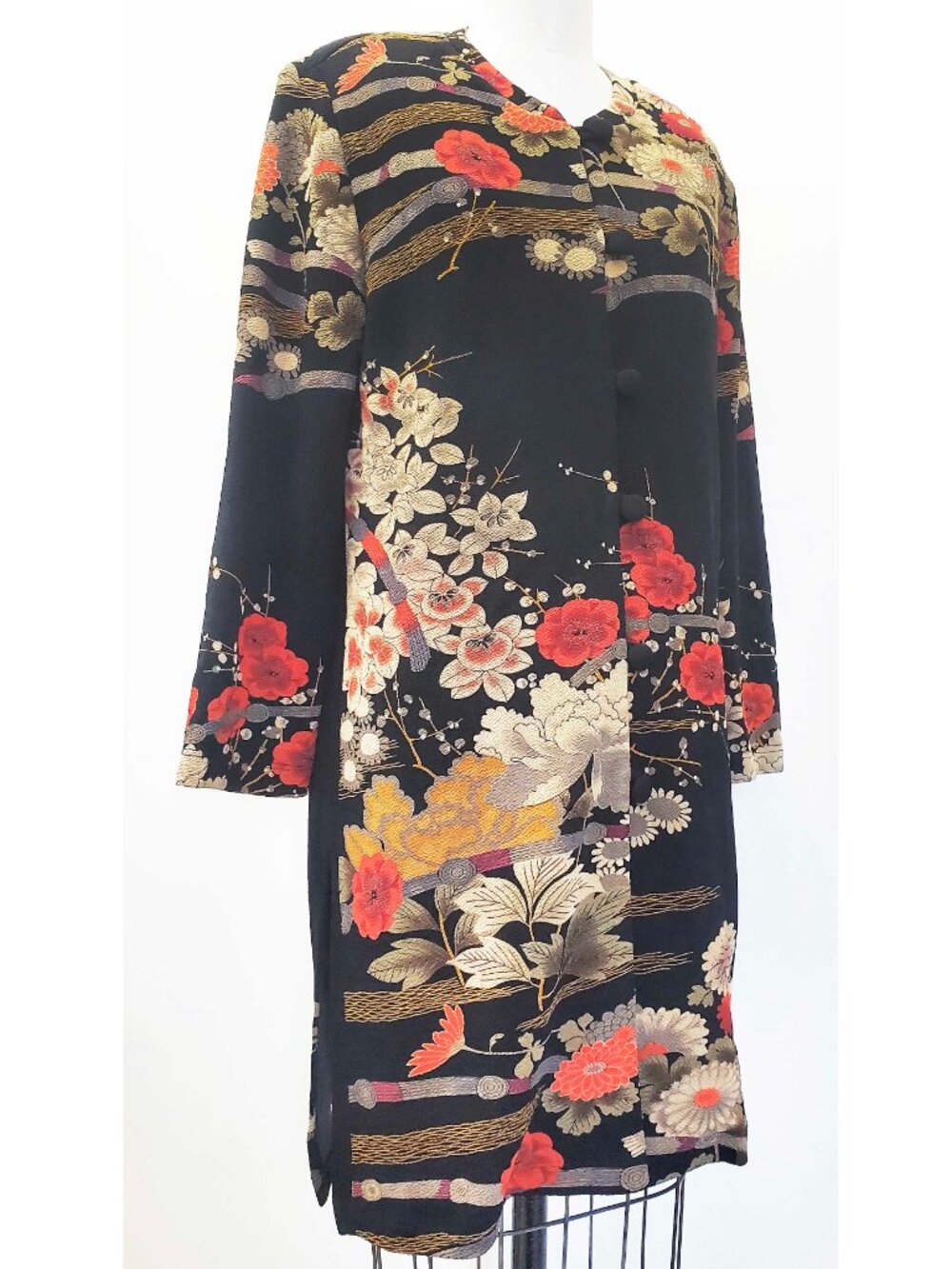 Mor Mor Womens Vintage Asian Connie's Moon LightTunic Jacket Coat Black USA L
